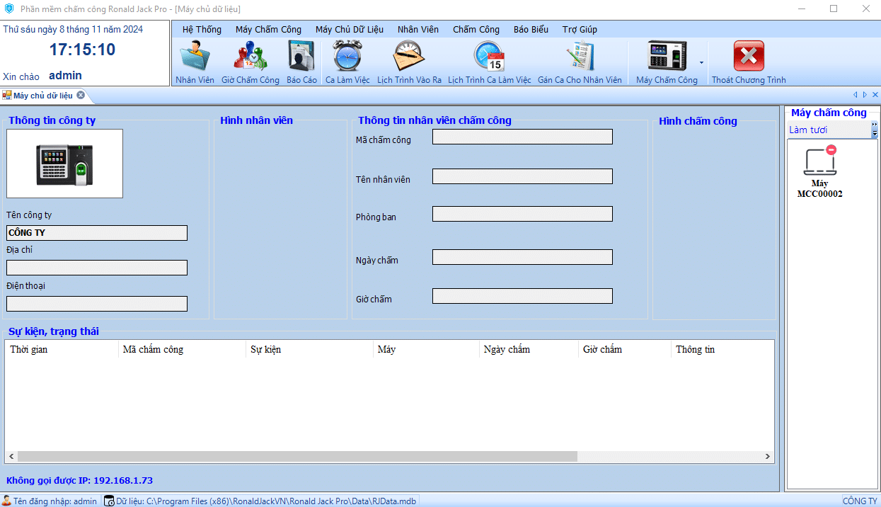 Phần mềm quản lý tập trung giải pháp access control Ronald Jack