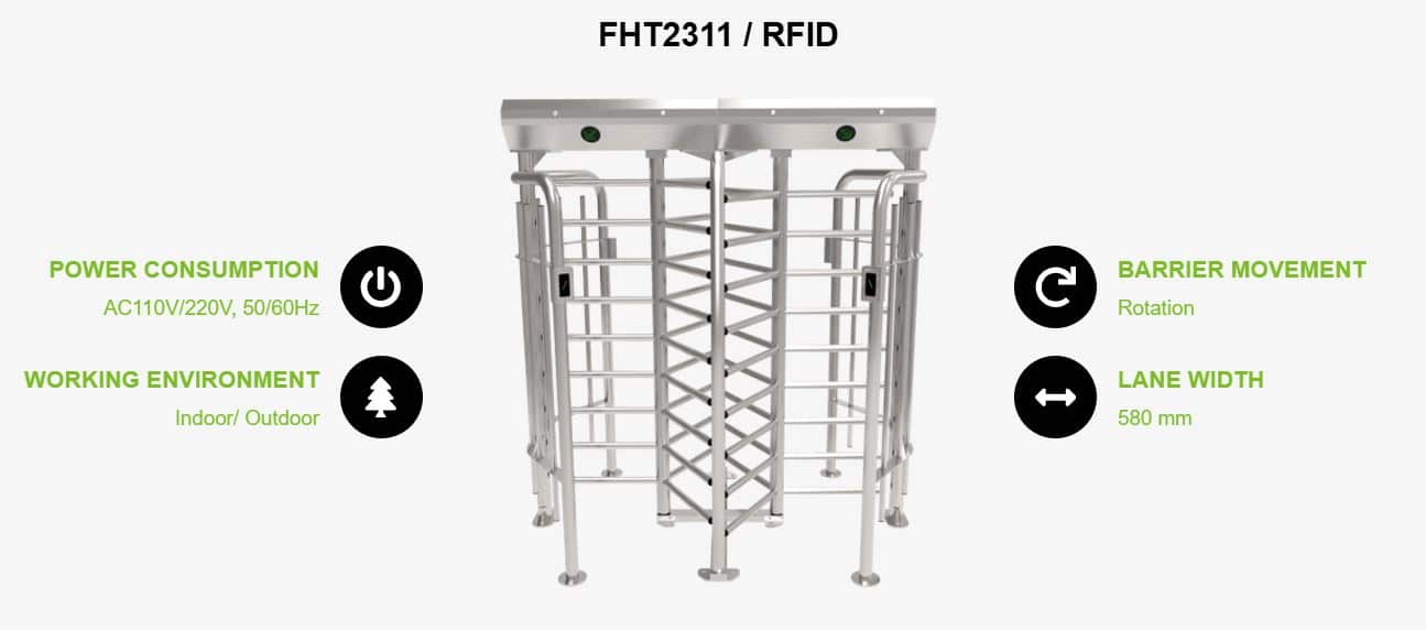 Cửa lồng xoay Cổng đôi Full Height ZKTeco FHT2311D