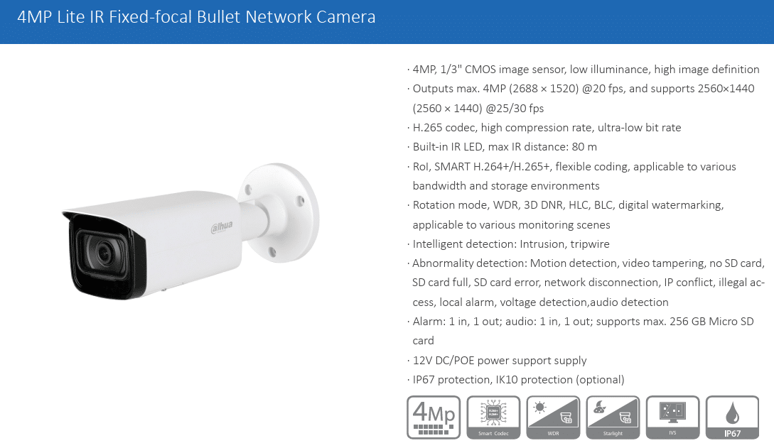 DH-IPC-HFW2431TP-AS-S2 (4MP) là giải pháp giám sát an ninh hiệu quả