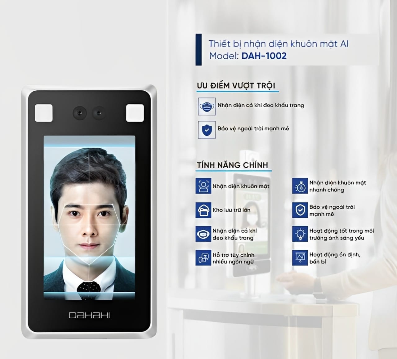 Máy Chấm Công Khuôn Mặt Dahahi DAH-1002 – Xác Thực Không Chạm, Bảo Mật Cao