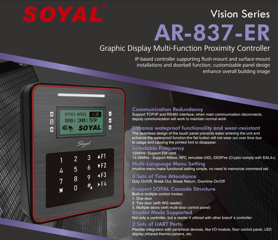 Đầu Đọc Kiểm Soát Cửa Soyal AR-837ER – Xác Thực Thẻ Từ