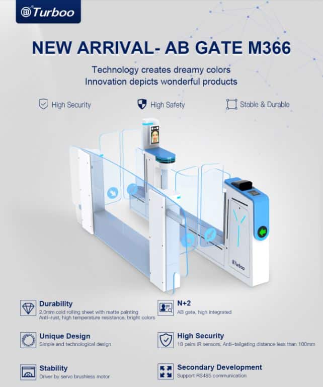 Cổng Sliding Gate Turboo M366 - Cổng An Ninh Phân Làn, Cổng Kiểm Soát Ra Vào Dạng Kép