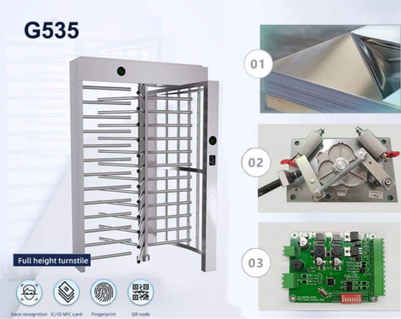 Cổng Xoay Turboo G535 - Cổng Full Height, Kiểm Soát Ra Vào Chính Xác