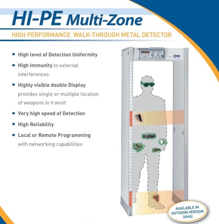 Cổng Dò Kim Loại CEIA HI-PE Multi Zone - Cổng Dò Kim Loại Đa Vùng Cảm Biến