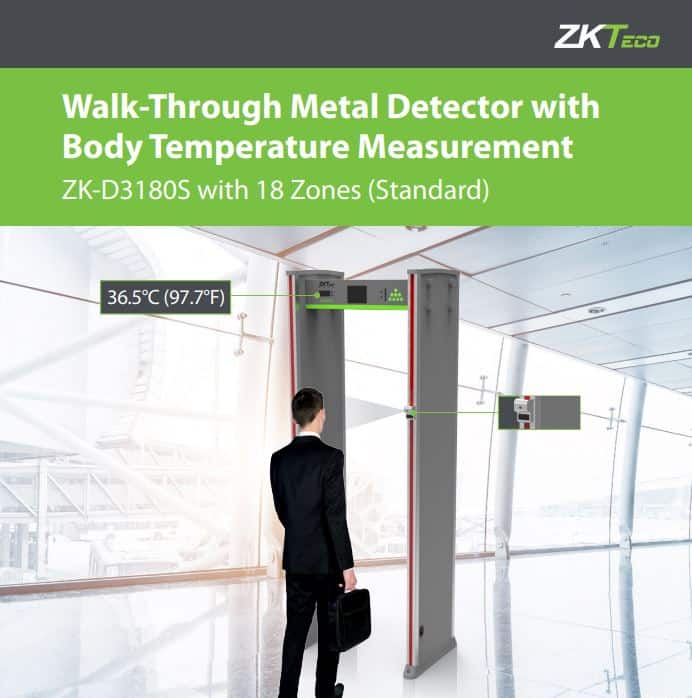 Cổng Dò Kim Loại ZKTeco ZK-D3180S - Phát Hiện Kim Loại Chính Xác, 18 Vùng Dò