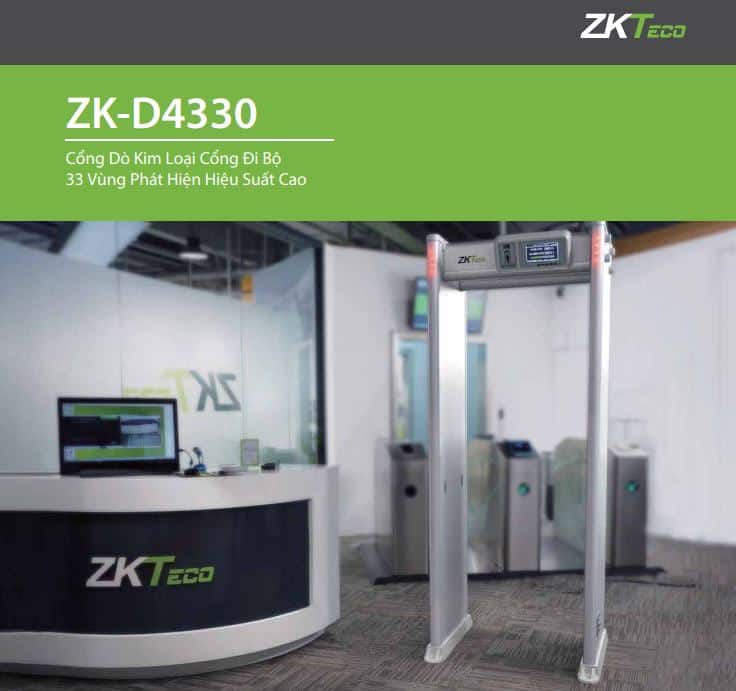 Cổng Dò Kim Loại ZKTeco ZK-D4330 - Độ Chính Xác Cao, 33 Vùng Phát Hiện