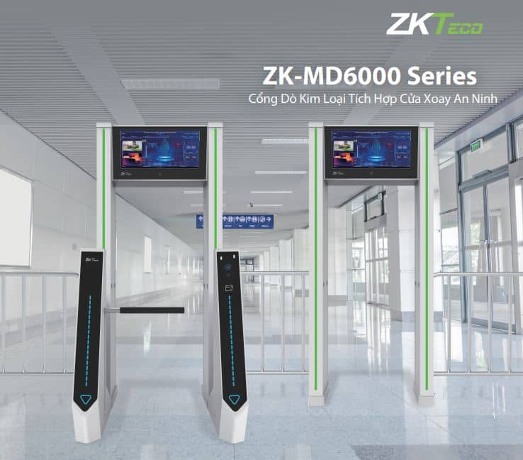 Cổng Dò Kim Loại ZKTeco ZK-MD6000 - Tích Hợp Cổng Xoay An Ninh, 33 Vùng Phát Hiện