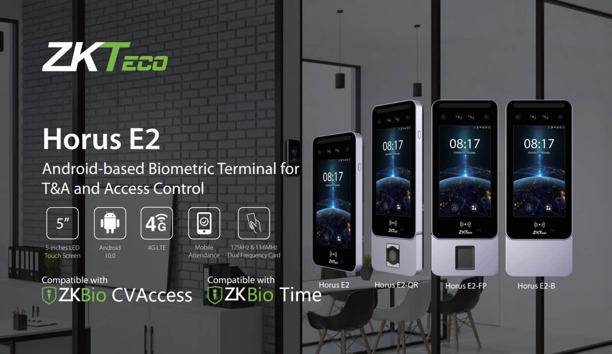 Thiết Bị Chấm Công Kiểm Soát Cửa Khuôn Mặt ZKTeco Horus E2-QR - Xác Thực QR, Hỗ Trợ 4G