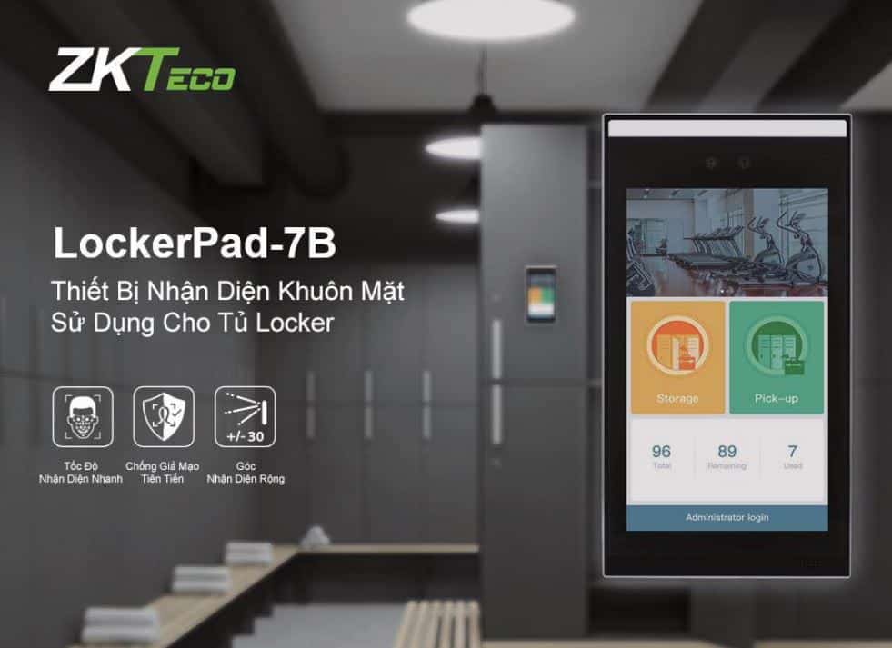 Khóa Tủ Điện Tử Locker ZKTeco LockerPad-7B - Nhận Diện Khuôn Mặt