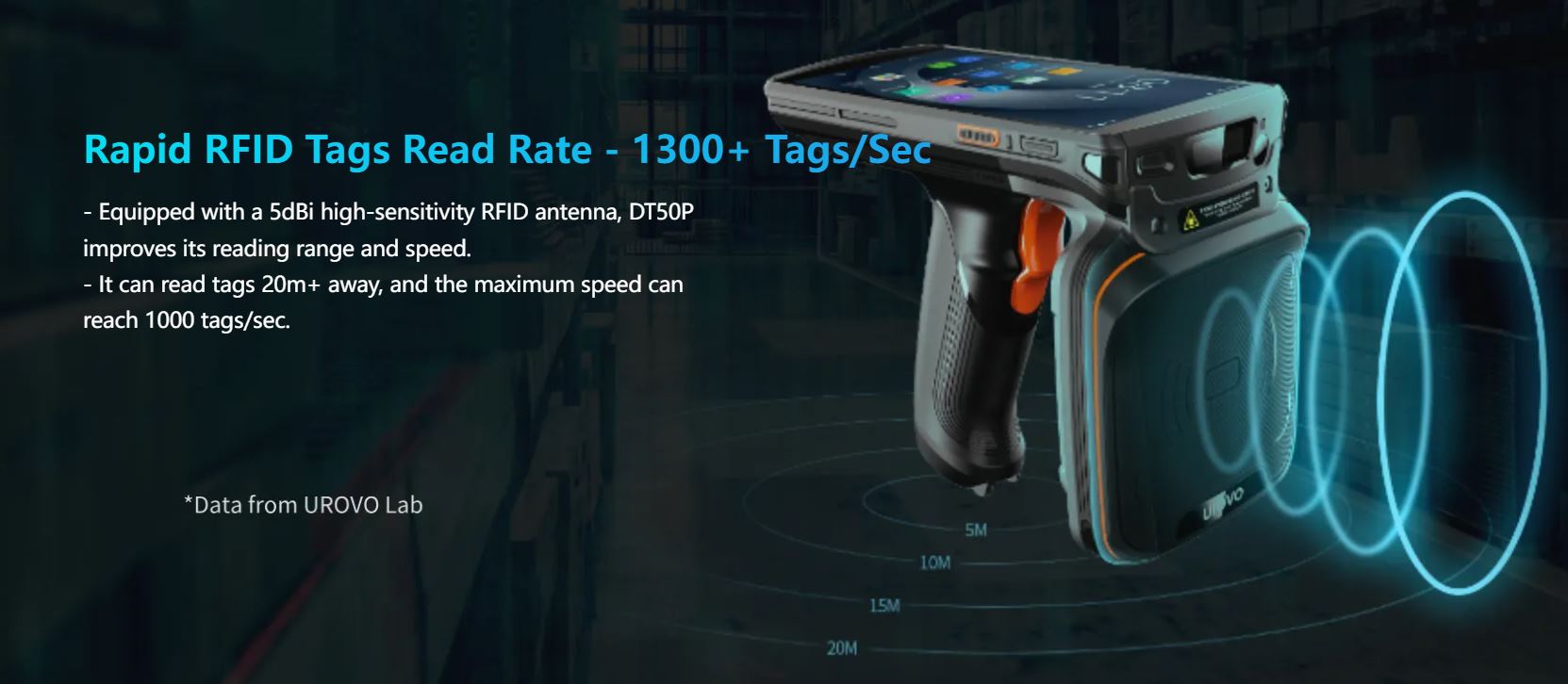 Đầu Đọc Thẻ UROVO DT50P - Đầu Đọc Thẻ RFID UHF Cầm Tay