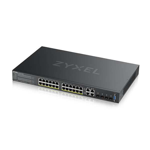 Switch Zyxel GS2220-28HP – Bộ Chuyển Mạch 24 Port PoE Gigabit, 4 Port Gigabit Combo, Switch Layer 2+ Managed 375W