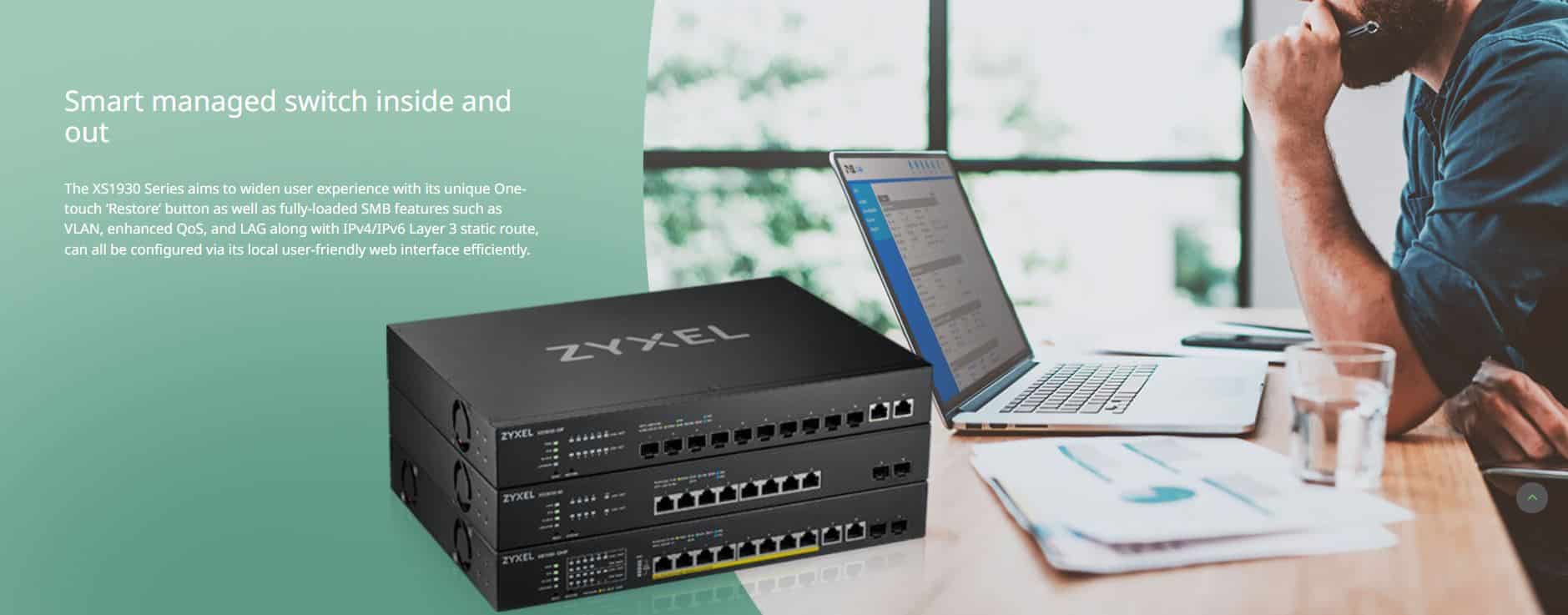Switch Zyxel XS1930-12HP - Bộ Chuyển Mạch 8 Port Multi-Gigabit PoE, 2 Port SFP+ 10G Uplink, Switch Lite-L3 Smart Managed 375W