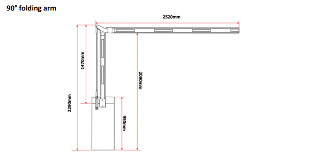 Tay chắn gập 90° của Barrier MAG BG657_90
