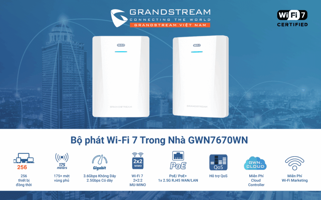 Bộ phát Wi-Fi 7 Âm tường Grandstream GWN7670WM
