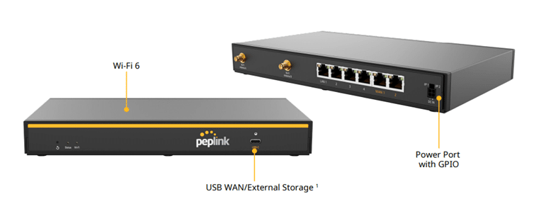 Giao diện cổng kết nối hiện đại trên Router Peplink B One