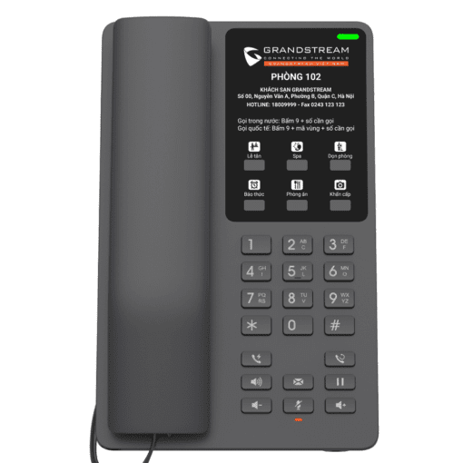 Điện Thoại IP Khách Sạn Grandstream GHP621 – 6 Phím Nhanh, 2 Tài Khoản SIP, Cổng Mạng PoE