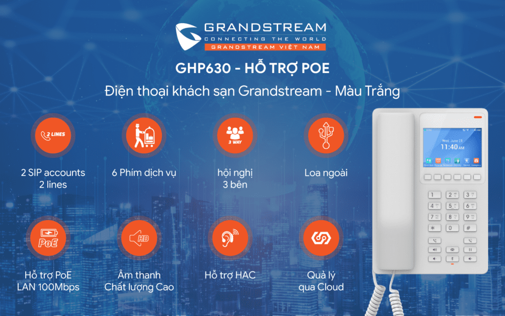 Điện Thoại IP Khách Sạn Grandstream GHP630