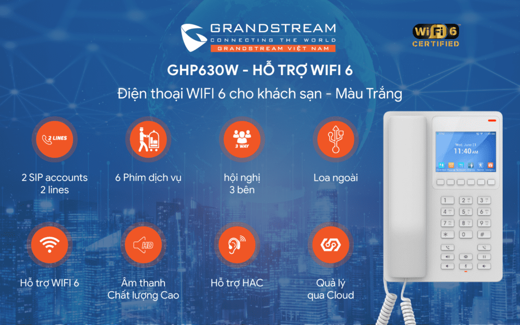 Điện Thoại IP Khách Sạn Grandstream GHP630W