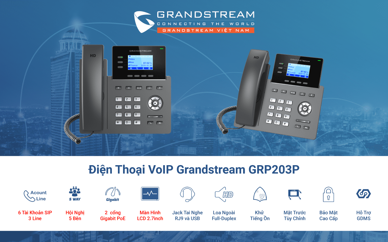 Điện thoại VoIP nguồn PoE GRP2603P