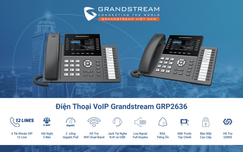 Điện thoại VoIP 6 tài khoản SIP GRP2636