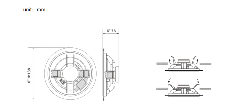 Thông số kích thước kỹ thuật phục vụ lắp đặt Loa Spon NAC-131