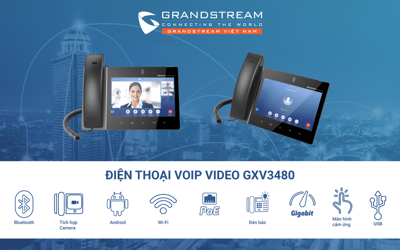 Điện thoại VoIP Video GXV3480 16 line, 12 luồng hội nghị audio