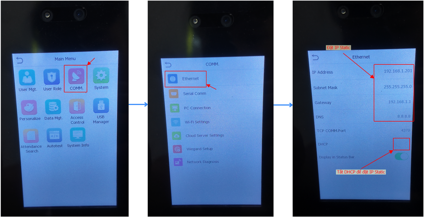 Đặt IP Static trên thiết bị