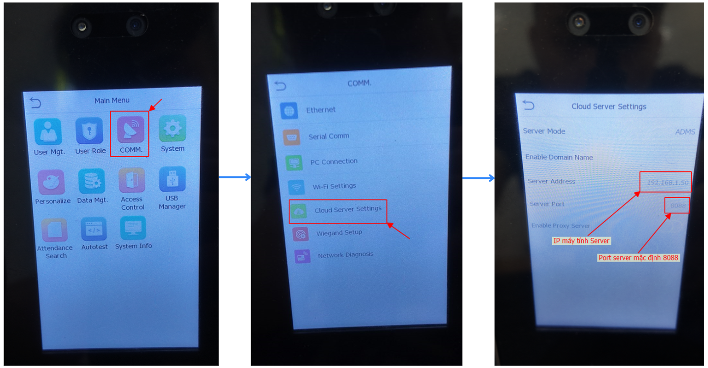 Điền IP và Port của máy tính Server