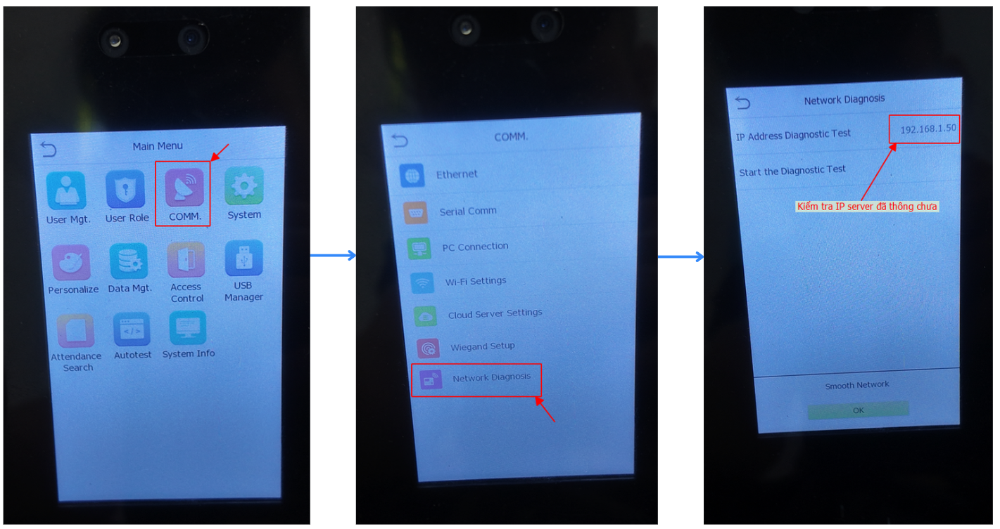 Kiểm tra kết nối với IP Server