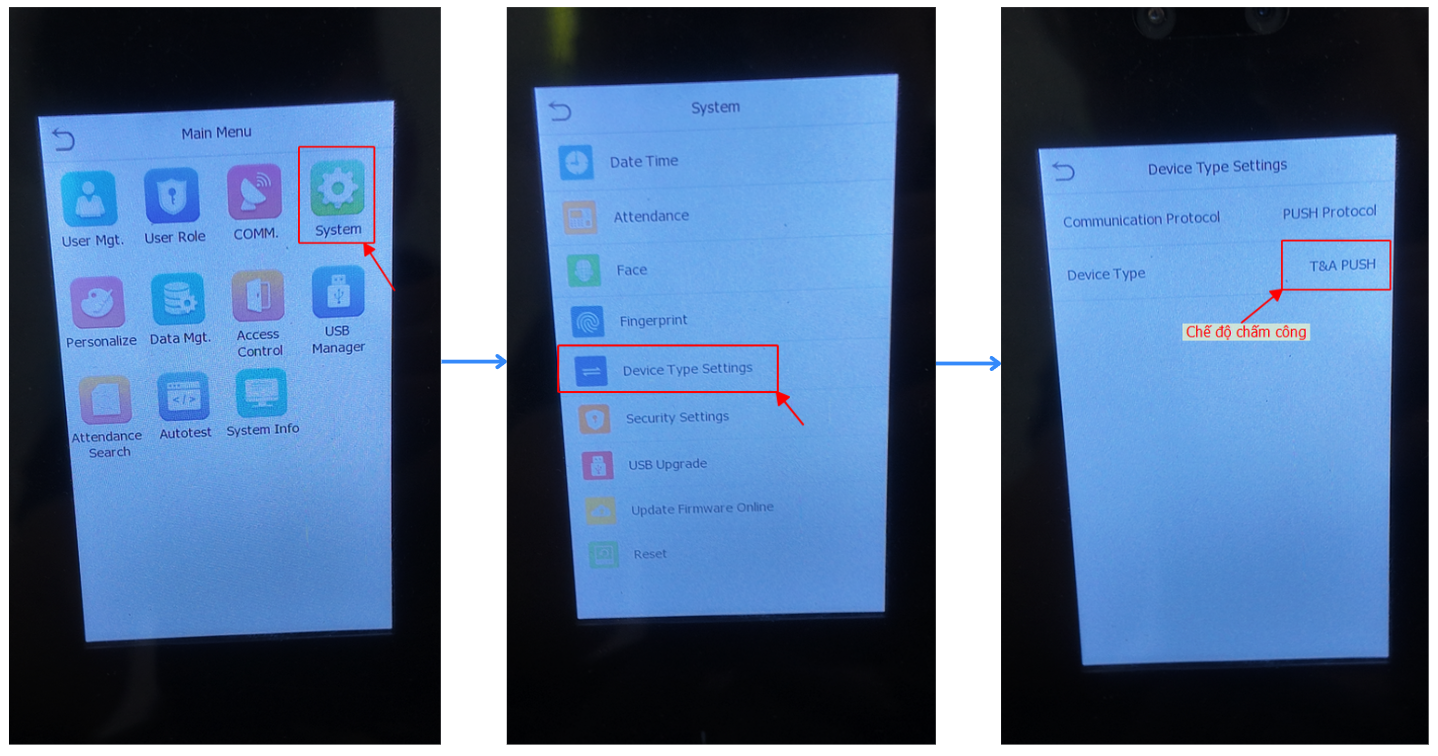 Chế độ chấm công T&A Push