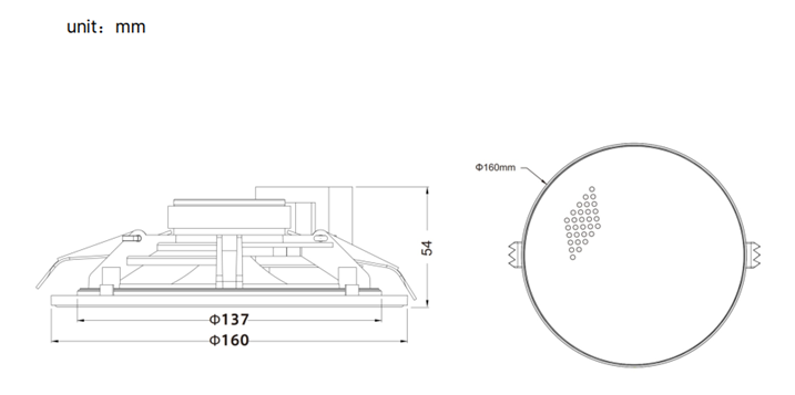 Kích thước lắp đặt Loa NAC-132 – Loa âm trần thông báo 6W
