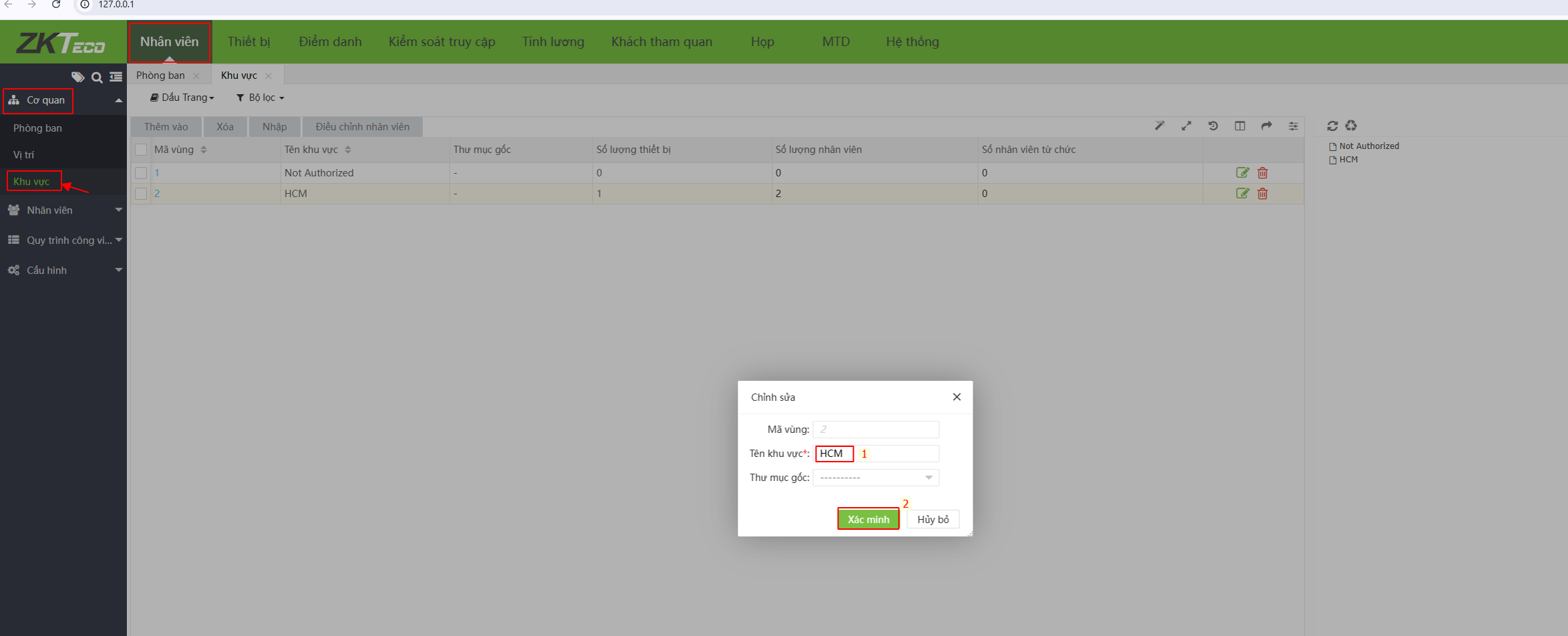 Tạo khu vực mới